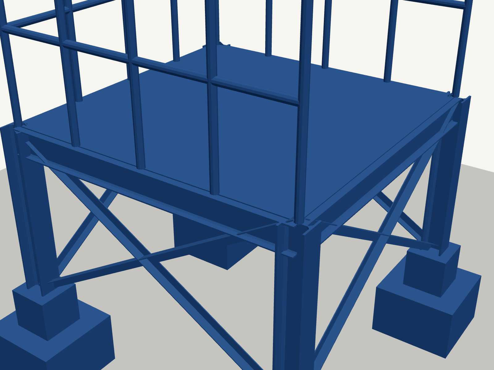 3D render of an elevated steel access platform with handrails