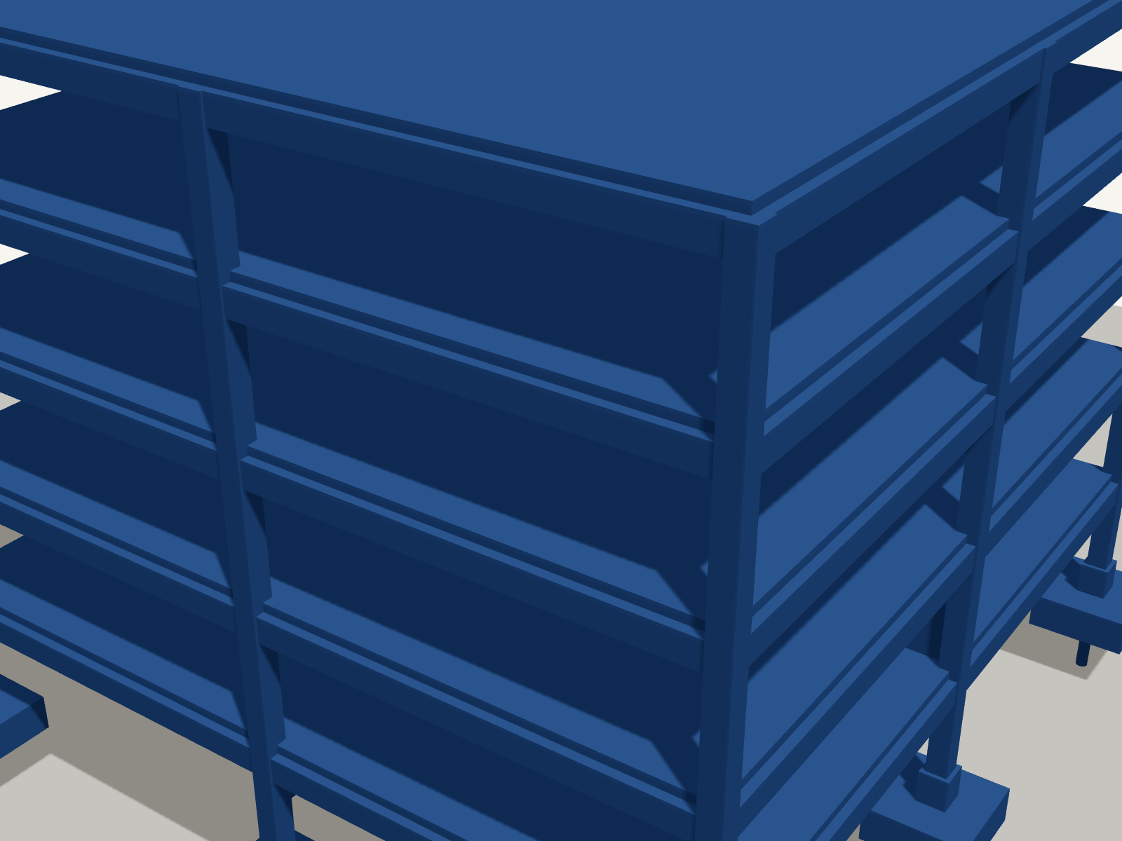 3D render of a reinforced-concrete building with slabs, columns, and shear walls