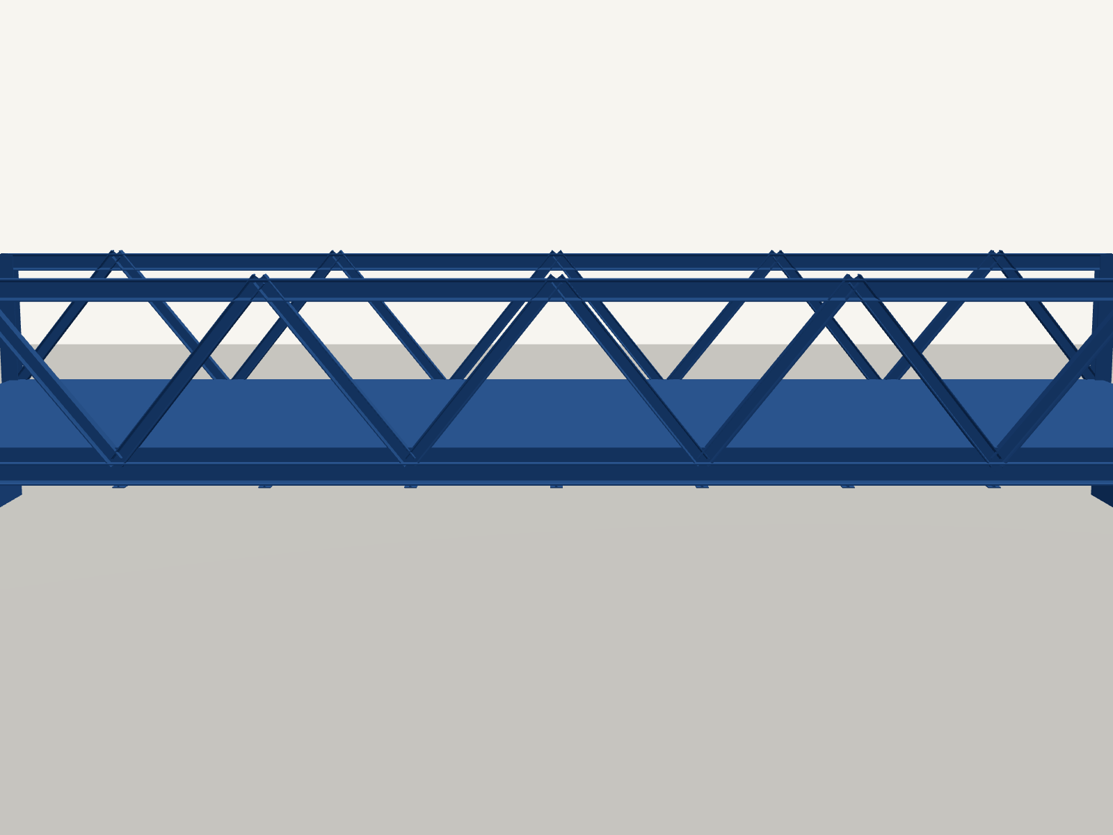 3D render of a Warren-truss steel bridge elevation